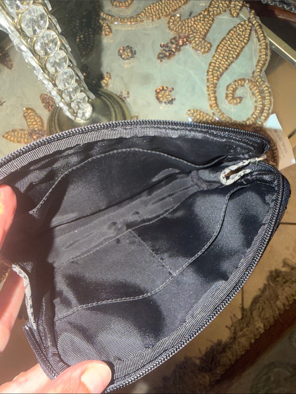 Coach Signature Jacquard Cosmetic Case in Gray and Black - Picture 6 of 10